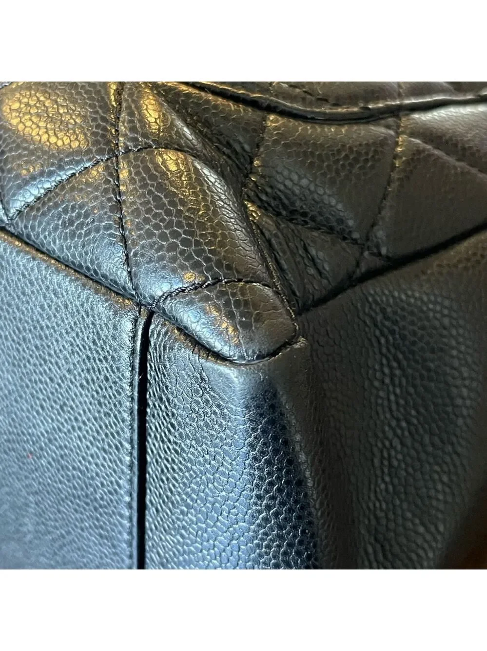 CHANEL Black Quilted Caviar Leather Tote with Interlocking CC